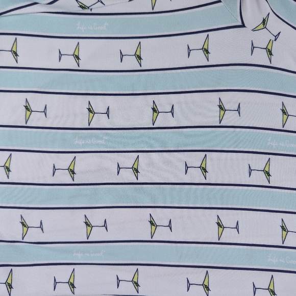 Life Is Good Martini Embroidery & Print PJ Set Short Sleeve Top Pant Teal XL NWT - Picture 13 of 16